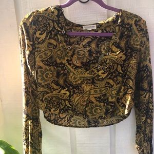 Cropped Green paisley top